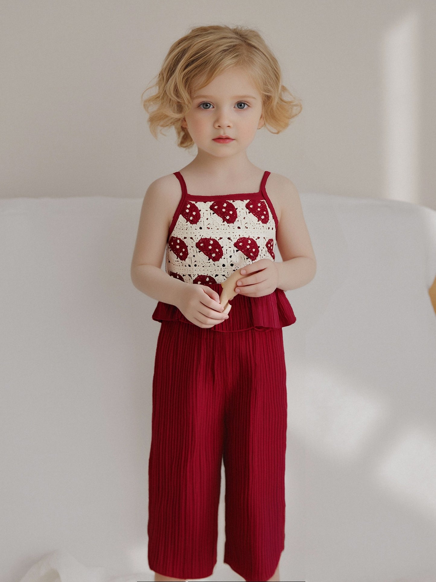 Toddler Girl 2 Decorative Flowers in Bulk/Fruit Rolled Hem Tank Tops and Elastic Pants Set Baby Summer Outfits,Outdoor