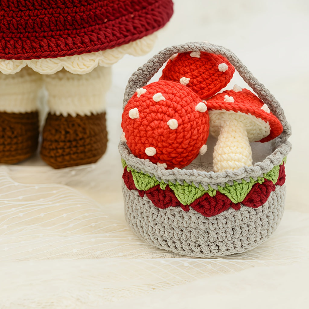 1Pieces/Set,Beginner Crochet Kit Little Girl Picking Mushrooms,Amigurumi Adult Handwoven DIY,Little Girl Picking Mushrooms Craft Kit,Attached with English instructions、Step-by-Step Teaching and Gift Packaging,Modern Home Decor Ornaments,Four Seasons Fabri