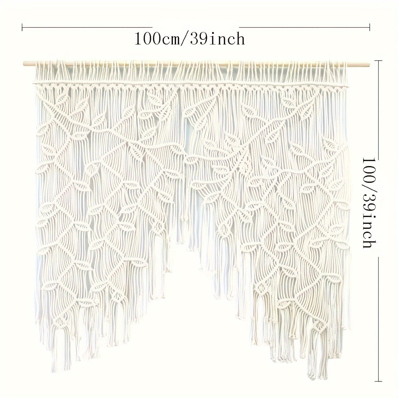 Handmade bohemian Leaf Pattern Tassel Tapestry - Large Size White and Beige Textured Wall Decoration,Suitable for Living Room、Bedroom、Office decorations,No Electricity Required Modern Home Art,Enhance the Aesthetic Appeal of the Room,Natural Style Handicr