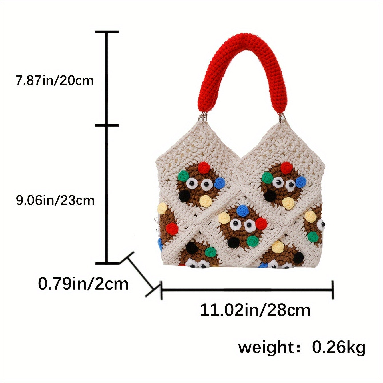 Trendy Hot-Selling Fashion Versatile Handmade Crochet Yarn Coal Ball Handbag(Finished Package)