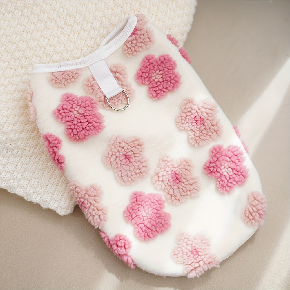 plaid Floral Fuzzy Double Layer Pet Vest,Suitable for Small to Extra Small Size Dogs and Cats - Keep Warm、Non-waterproof Autumn and Winter Clothing,With snap button,green/purple、Blue/Pink、Brown/Orange Optional,Pet Winter Clothing|Fashion Pet Clothing|Snap