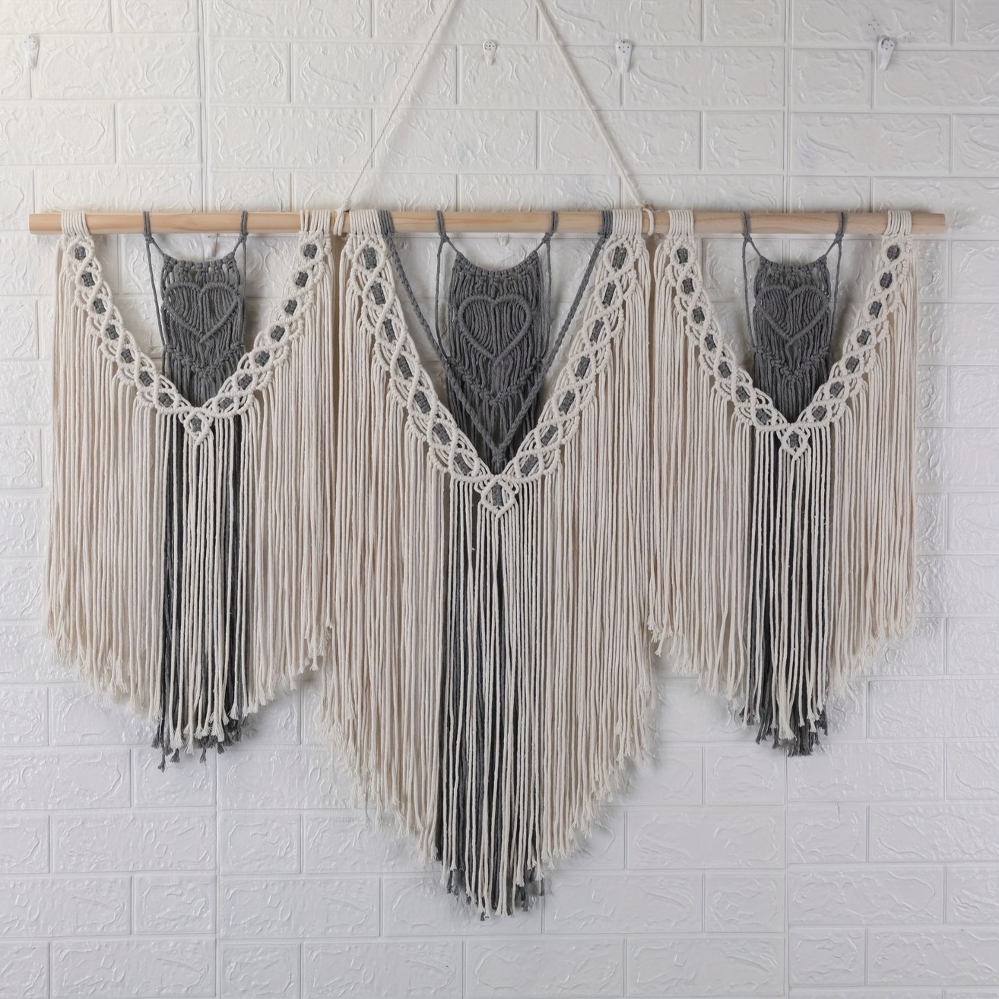Handwoven Bohemian Style Hemp Rope Tapestry - Large Cotton Decorative Indoor Striped Woven Fabric Wall Art,Decorate the living room and bedroom with a love theme