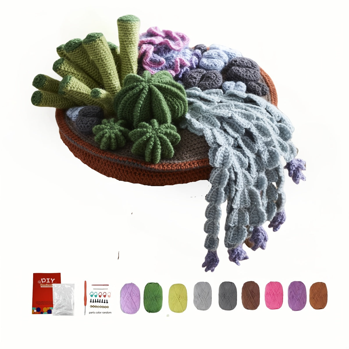 1Crochet Kit for Beginners with Potted Plants,Crochet Kit for Adults,With Step-by-Step Textual Tutorial,Cactus Succulent DIY Adult Crafts,Birthday and holiday gifts,Cute and Fun Modern Home Decor Ornaments