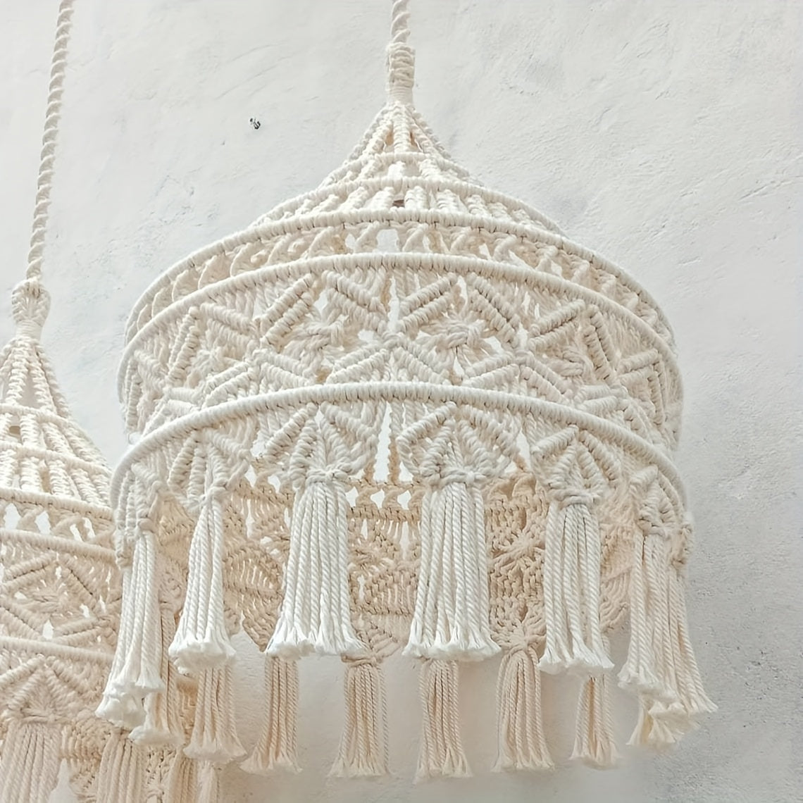 Bohemian Style Handwoven Tassel Lampshade - Large Decorative Hanging Lampshade,No Battery Required(Does not include lamp body),Handmade,Chandelier
