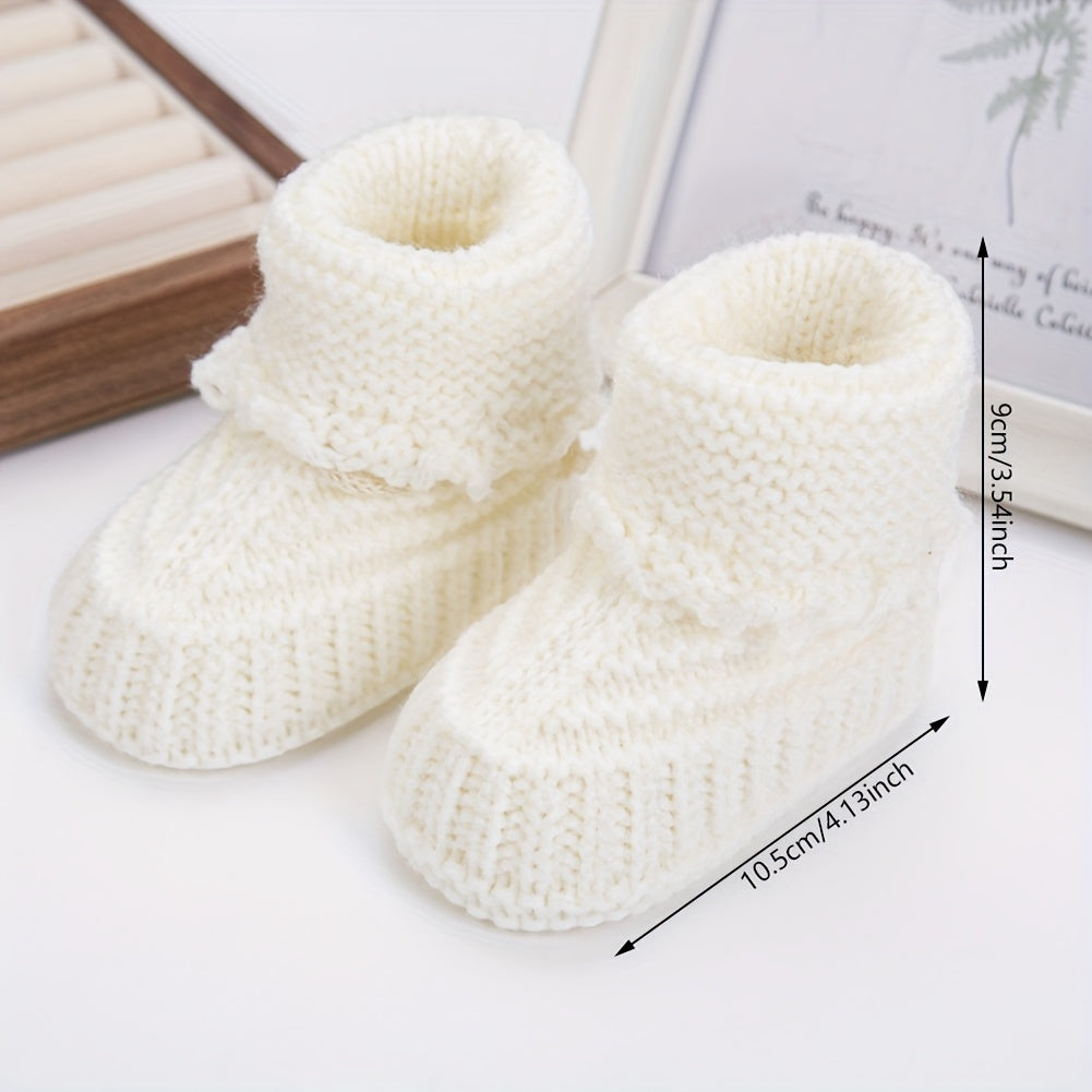 2Double/Bag 0.0-39.37Foot Baby Knitted Short Socks Solid Color Crochet Walking Socks Cream White Short Ankle Socks Baby Boy Clothing Birthday Gift