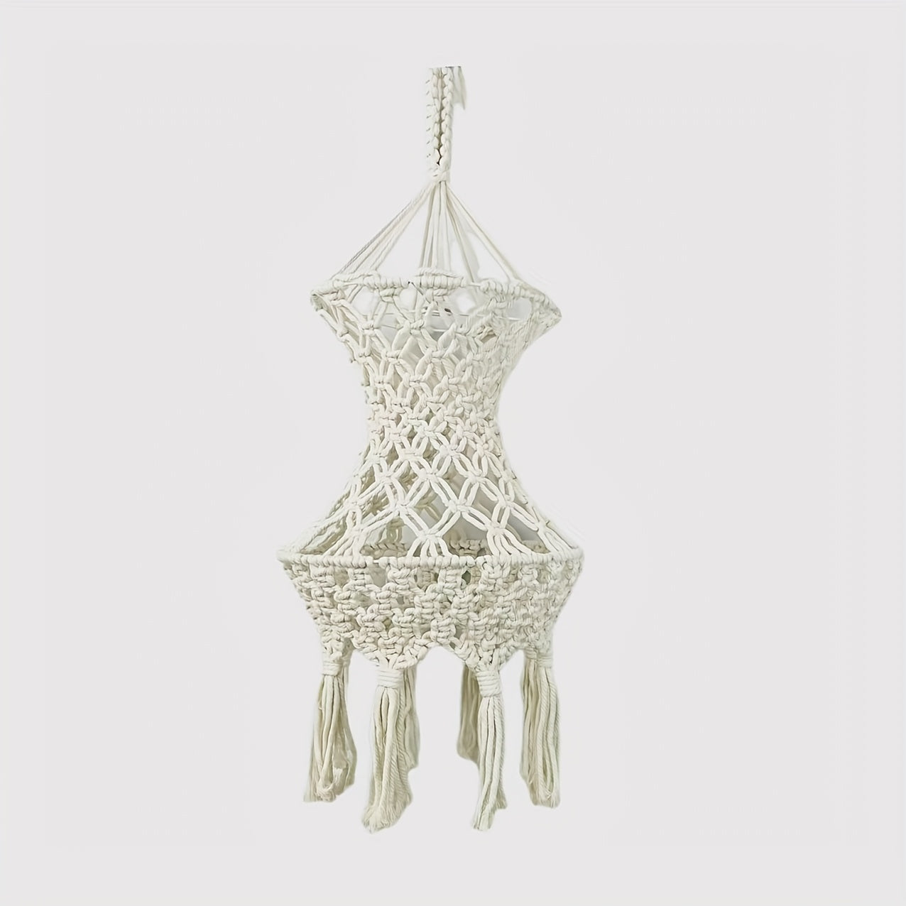 1 Handwoven Nordic Bohemian Macrame Lampshade - Cylindrical Polyester Fiber Decorative Lampshade,With Polished Metal Accents,No Electricity Required,Suitable for Families、Apartment、Housewarming Gift、Comfortable Bedroom Decoration|Nordic Design|Durable cra