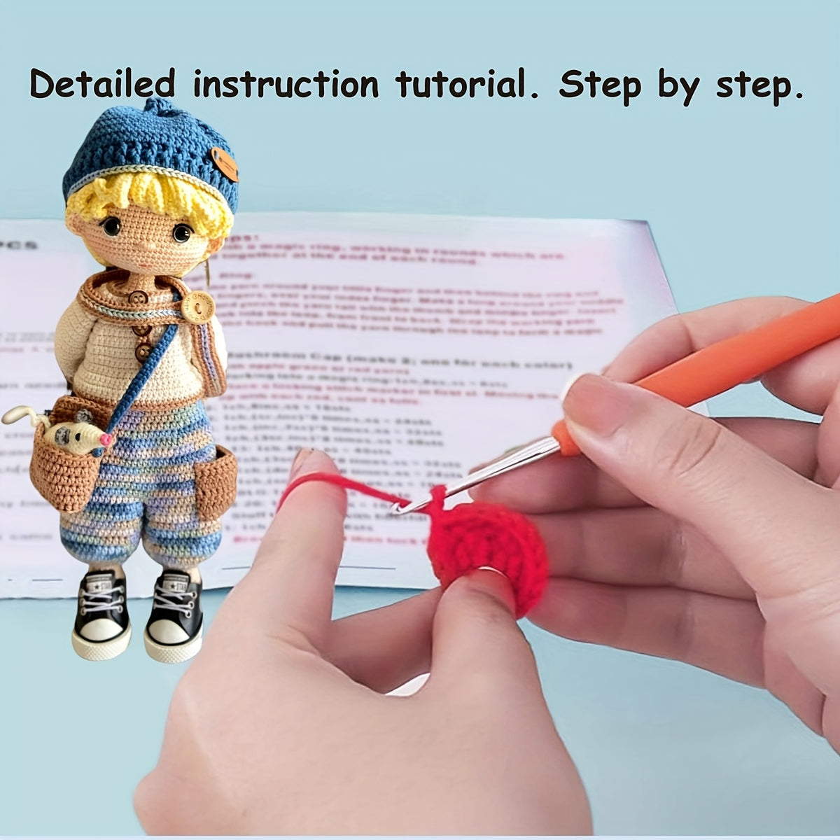 Beginner DIY Cute Crochet Kit for Boys - Includes cable、Accessories and complete English manual,Knitting Craft Kit - Perfect Gift
