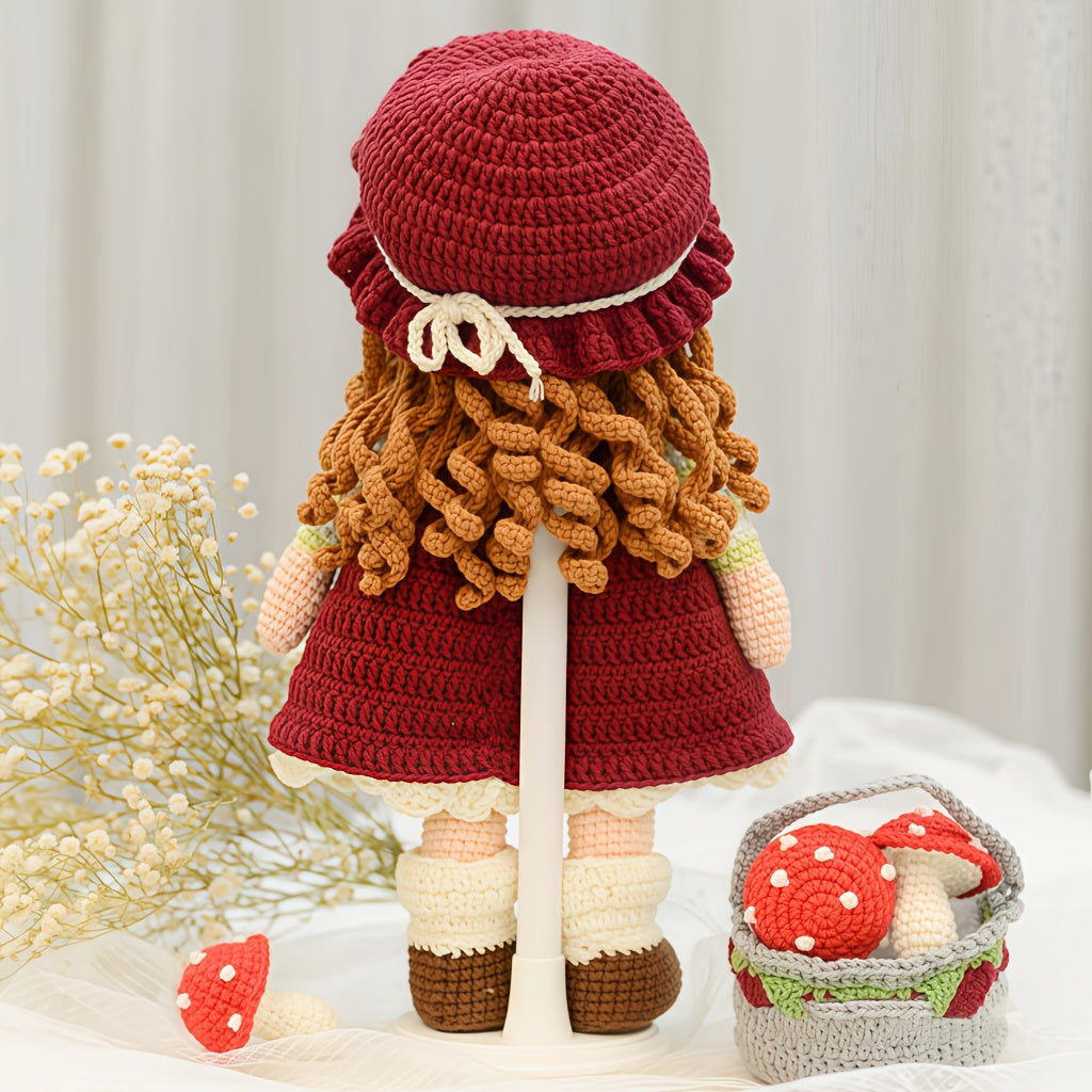 1Pieces/Set,Beginner Crochet Kit Little Girl Picking Mushrooms,Amigurumi Adult Handwoven DIY,Little Girl Picking Mushrooms Craft Kit,Attached with English instructions、Step-by-Step Teaching and Gift Packaging,Modern Home Decor Ornaments,Four Seasons Fabri