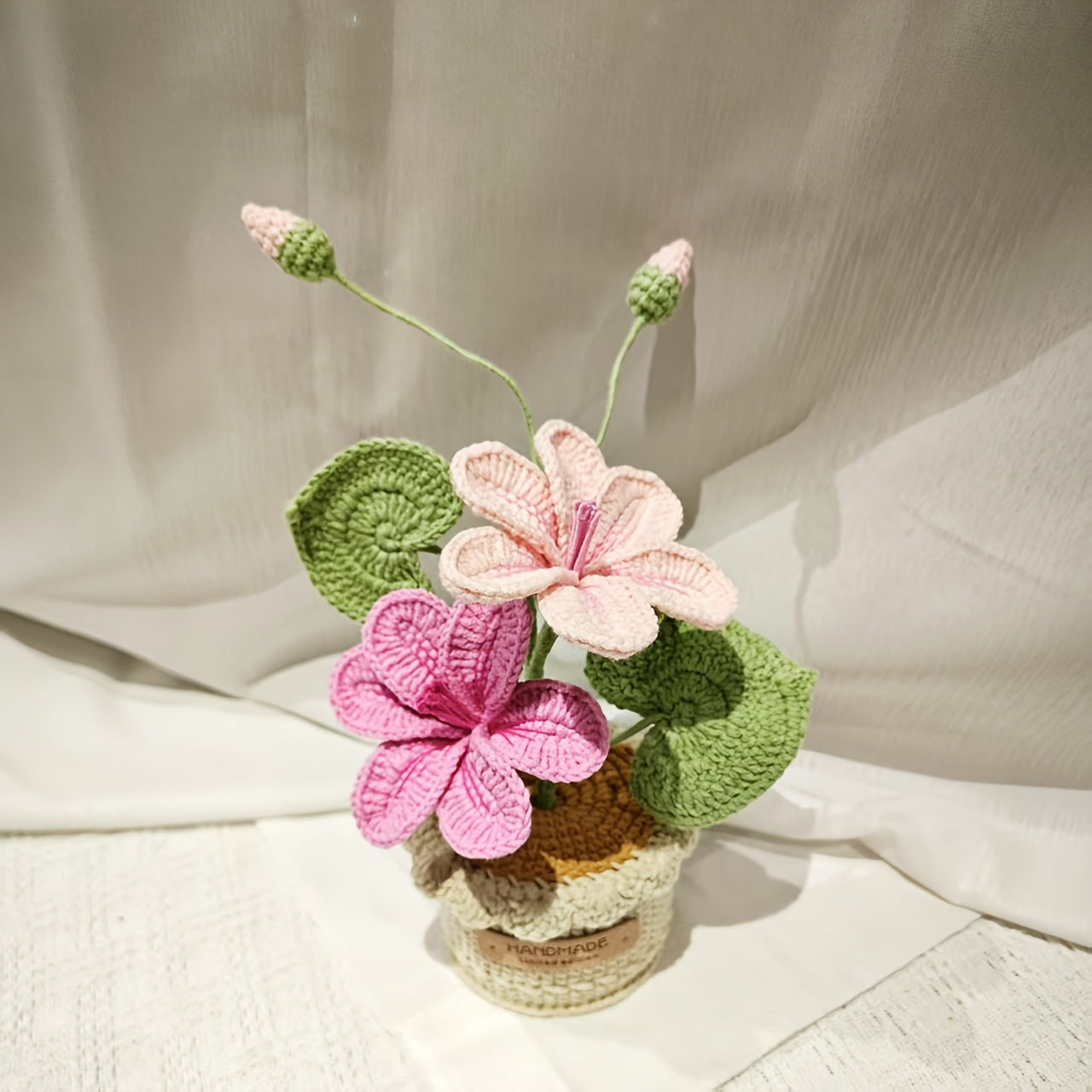 New Handmade Woven Mother's Day Father's Day Graduation Season Home Decoration Flower Full Moon Round Potted Plant Ornament