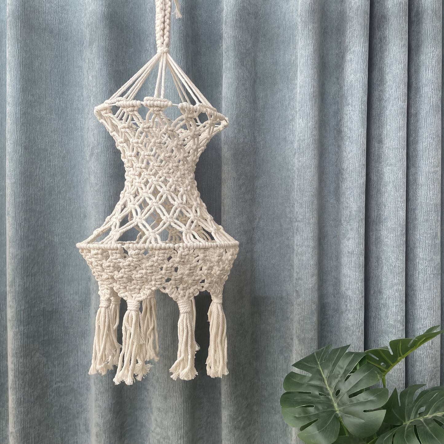 1 Handwoven Nordic Bohemian Macrame Lampshade - Cylindrical Polyester Fiber Decorative Lampshade,With Polished Metal Accents,No Electricity Required,Suitable for Families、Apartment、Housewarming Gift、Comfortable Bedroom Decoration|Nordic Design|Durable cra