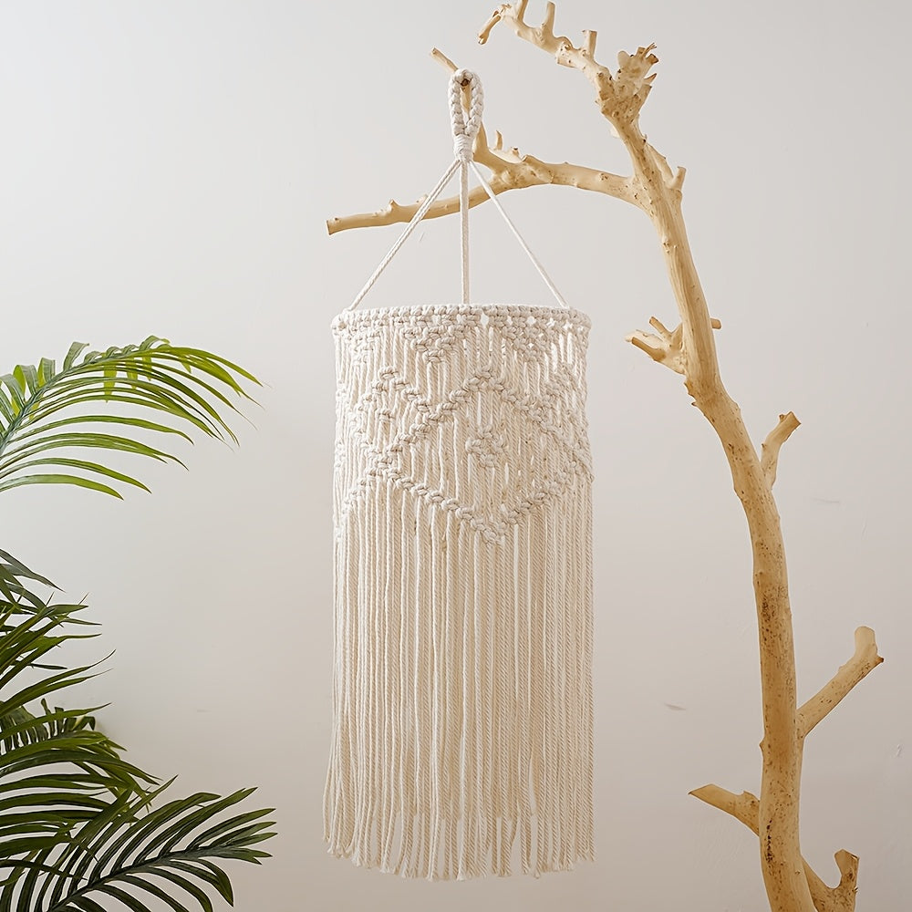 1Bohemian Art Decor Handwoven Tassel Hanging Lampshade,Decorative Pendant Lampshade - Cloth,No need to control,No Power Or Battery Required(Lamps not included)
