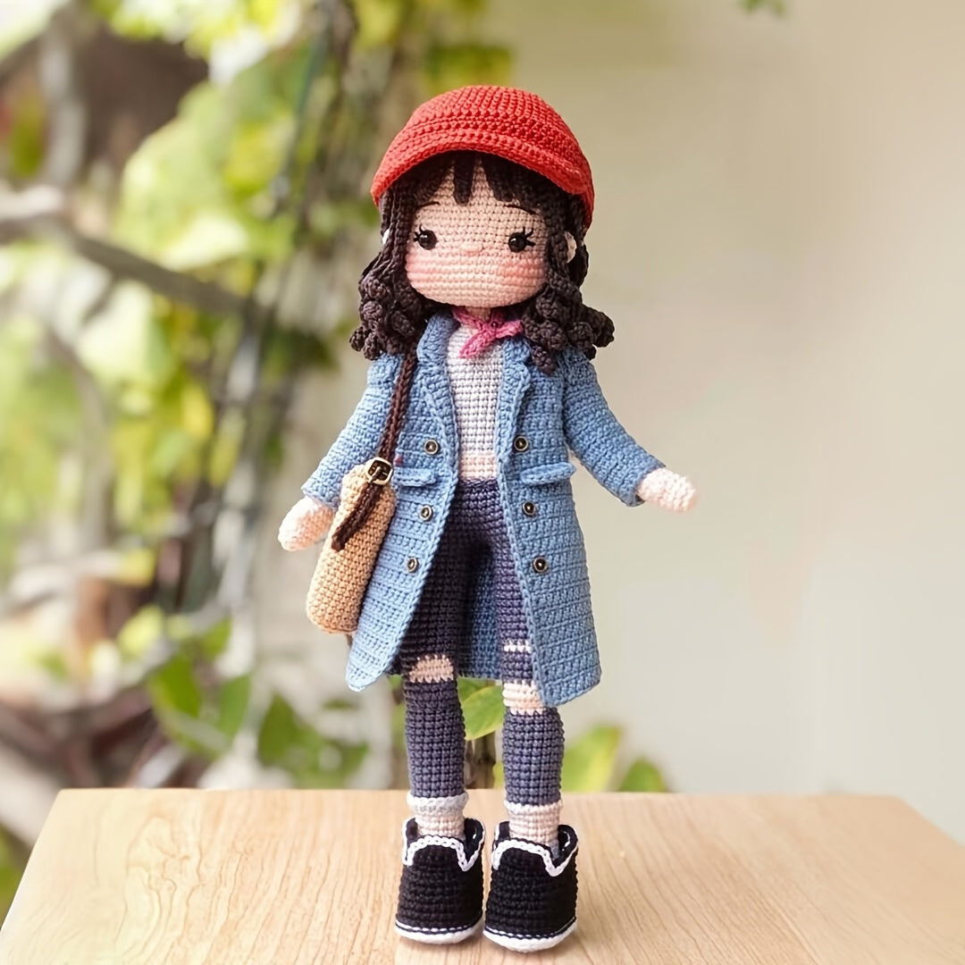 1pc/set, crochet material pack suitable for beginners, windbreaker coat girl, cool girl knitting kit with step-by-step video tutorials, a DIY knitting kit, cute and interesting spring and summer home decoration items, suitable for schoolbag pendants, indo