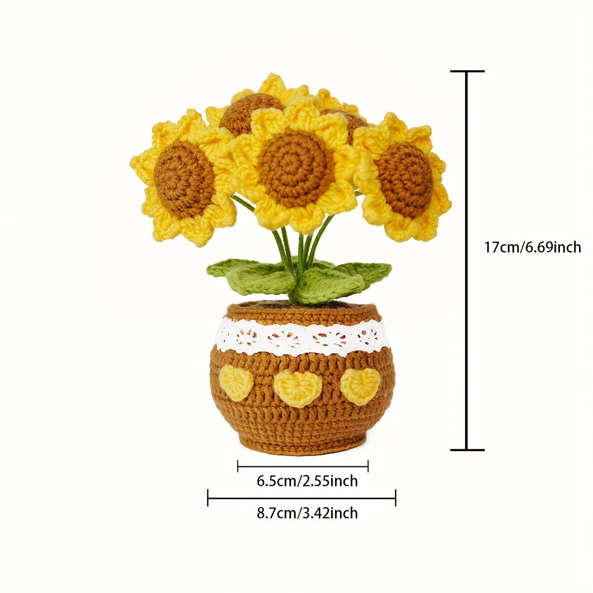 1Handwoven Sunflower Potted Plant Cozy Home Decor,Suitable for Office、Living Room、Bedroom - Gift for Wife、Mother、A thoughtful gift for my girlfriend(Birthday、Christmas、Thanksgiving Day、Valentine's Day)