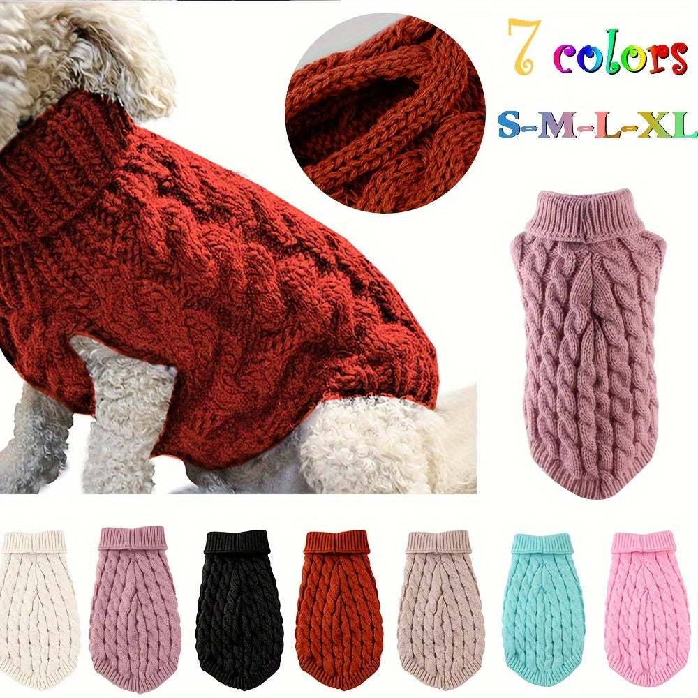 1Comfortable Knitted Cat and Dog Sweater - Soft Acrylic Pullover for Small to Medium Pets,Winter and Autumn Thermal,Yes7Available Colors,Machine Washable
