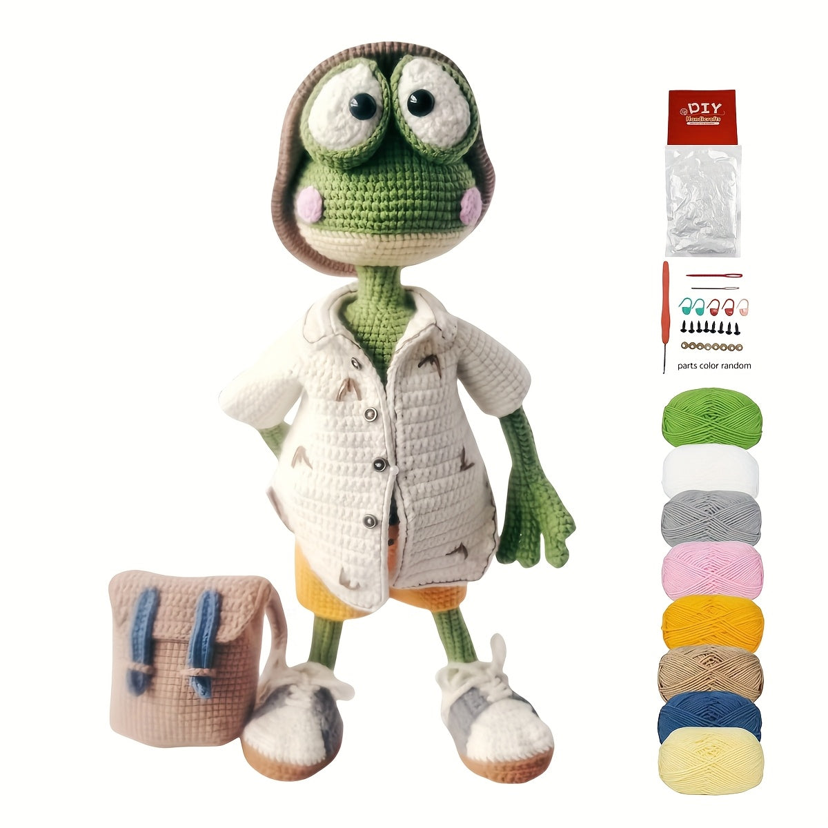 2Pieces/Set,Adult Handmade DIY Crochet Kit,Wearing a coat with a frog and duck,Non-Finished Product,With Step-by-Step Text Tutorial,Cute and Fun Spring Home Office Desk Decorations,Easter Christmas Valentine's Day Mother's Day Father's Day Party Favors Bi