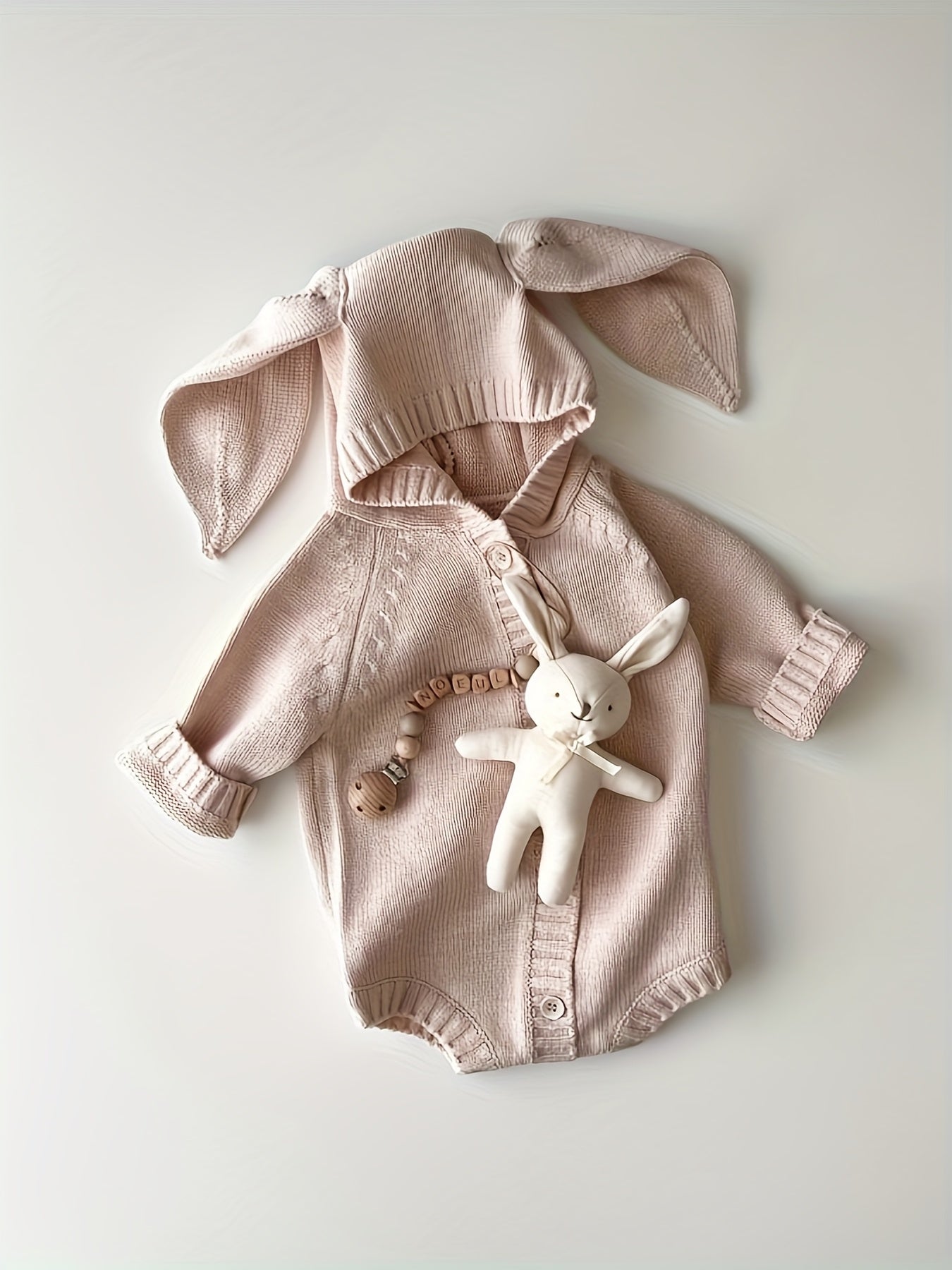 Spring and Autumn New Korean Style Baby Clothes ins Wind Bunny Style Children's Jumpsuit Baby Knit Sweater(without Accessories)