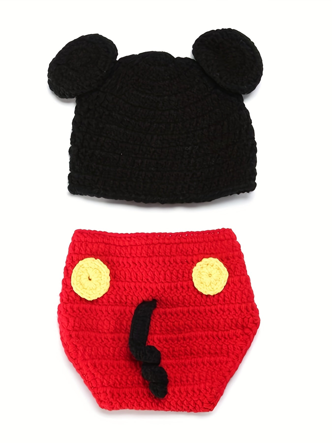 Cartoon Mickey Toddler Knitted Hat Baby Photo Set