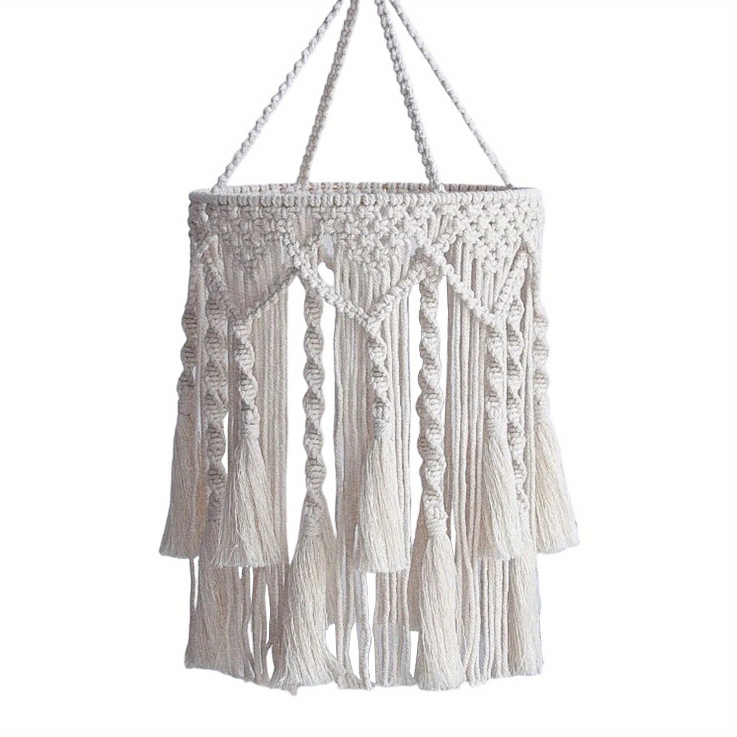 Bohemian Style Pendant Light Ceiling Lampshade - Country Woven Rope Design,With floral patterns,Bedroom and Dormitory Chandelier Decoration,No need for wires,Ceiling Light for Bedroom