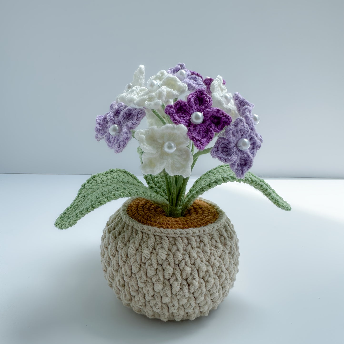 Handmade Crochet Hydrangea Potted Plant,Holiday Decoration,Car Ornaments,Birthday Gift