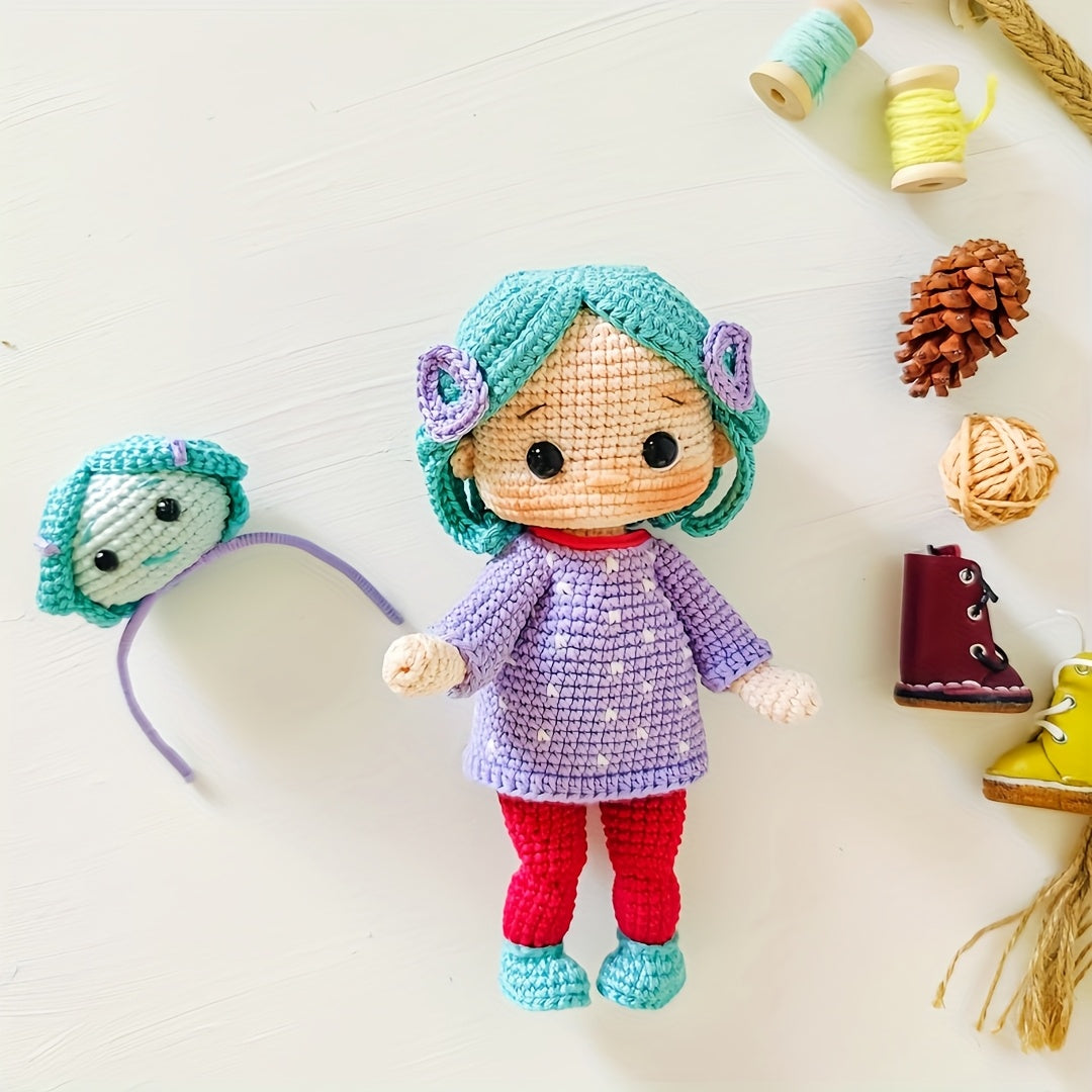 2Pieces/Set,Beginner DIY Crochet Hook Set(Non-Finished Product),Girl with Headband Crochet Kit,Funny Girl Knitting Kit,Adjustable Headband,Comes with step-by-step video tutorials,DIY Birthday Gift、Thanksgiving Gift、Wedding Decorations,Indoor Decorations!