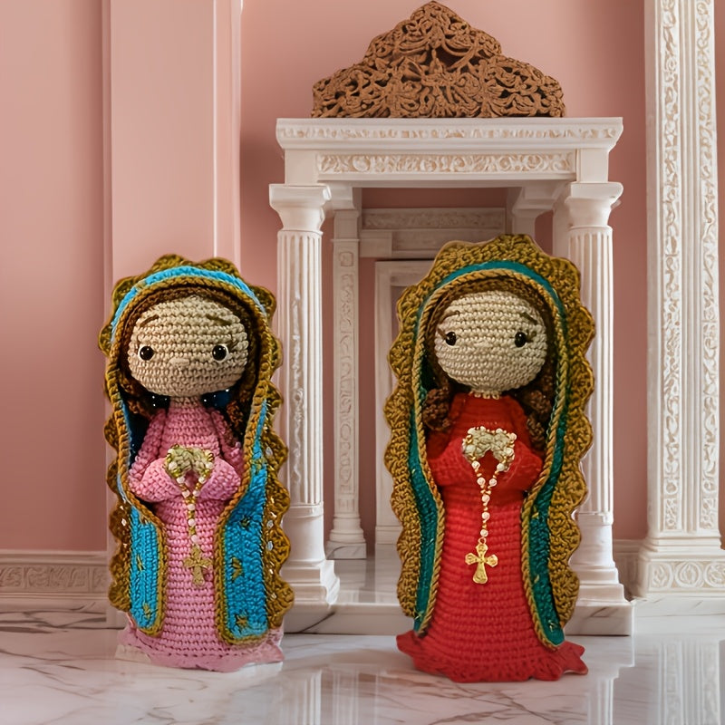 2 Virgin Mary,DIY Craft Kit,Handmade Yarn Knitting Kit,Valentine's Day/Birthday Christmas Gift Beginner Crochet Kit(Random Color of Accessories),Crochet Kit for Beginners