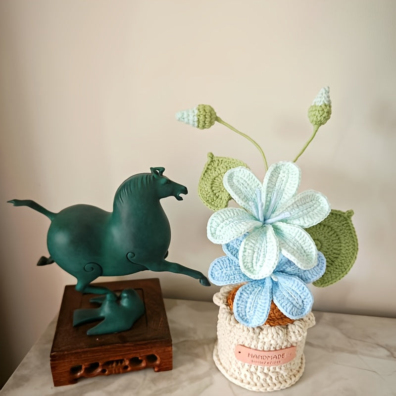 New Handmade Woven Mother's Day Father's Day Graduation Season Home Decoration Flower Full Moon Round Potted Plant Ornament
