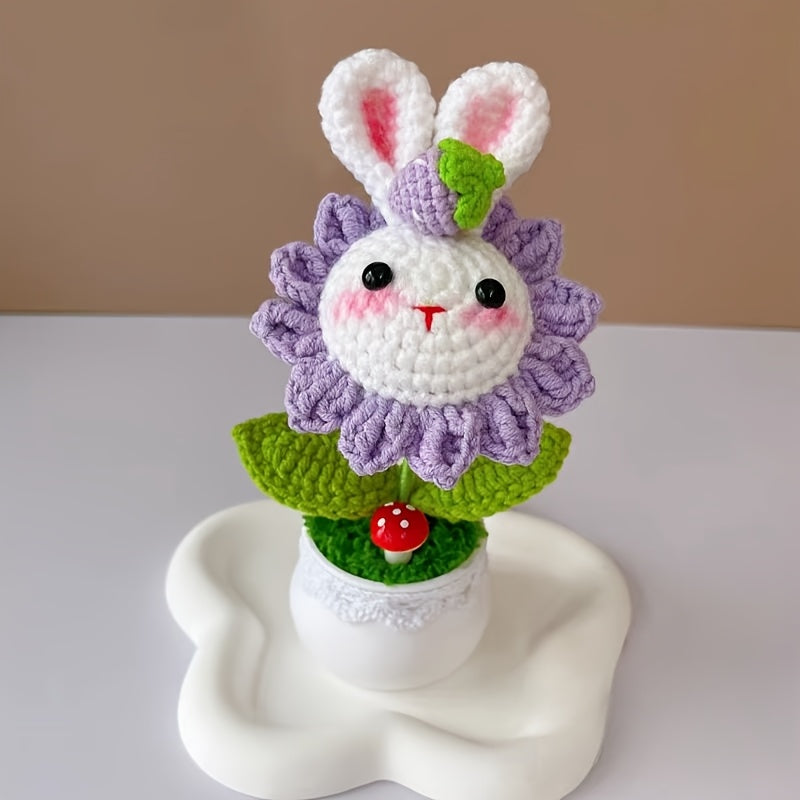 Handmade Crochet Rabbit Flower Pot - Charming home decor,Perfect choice for Valentine's Day and Mother's Day,An ideal gift for friends and besties
