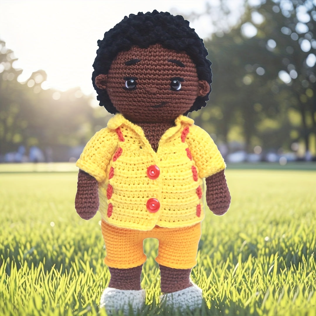 Vioiv Yellow Clothes Doll Crochet Kit for Beginners - Amigurumi Adult Crochet Handmade DIY - Animal Crochet Kit for Beginners - Contains everything you need for crocheting - Contains paper English basic stitch tutorial instructions - Contains detailed tea