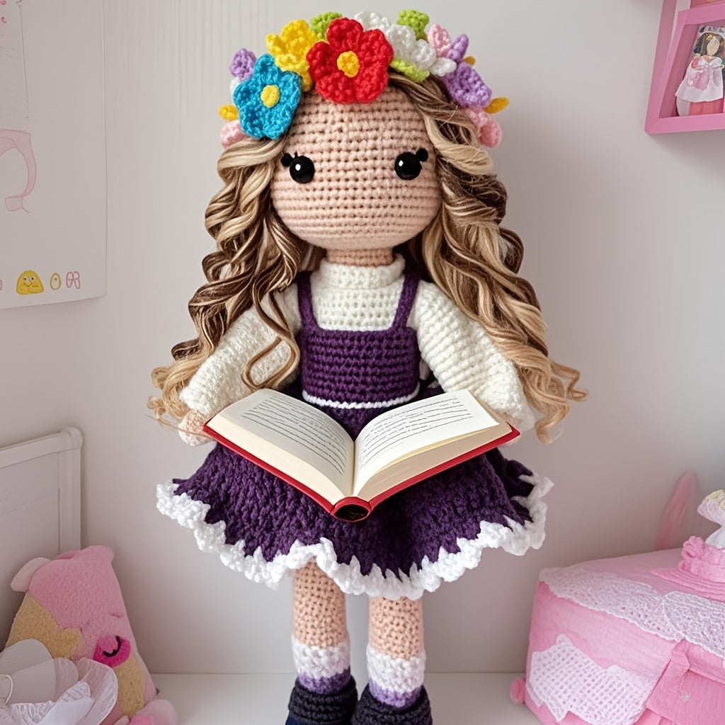 1Princess Beginner Crochet Kit,Crochet Kit for Adults,With Step-by-Step Textual Tutorial,Girl in Purple Dress DIY Adult Crafts,Birthday and holiday gifts,Cute and Fun Modern Home Decor Ornaments