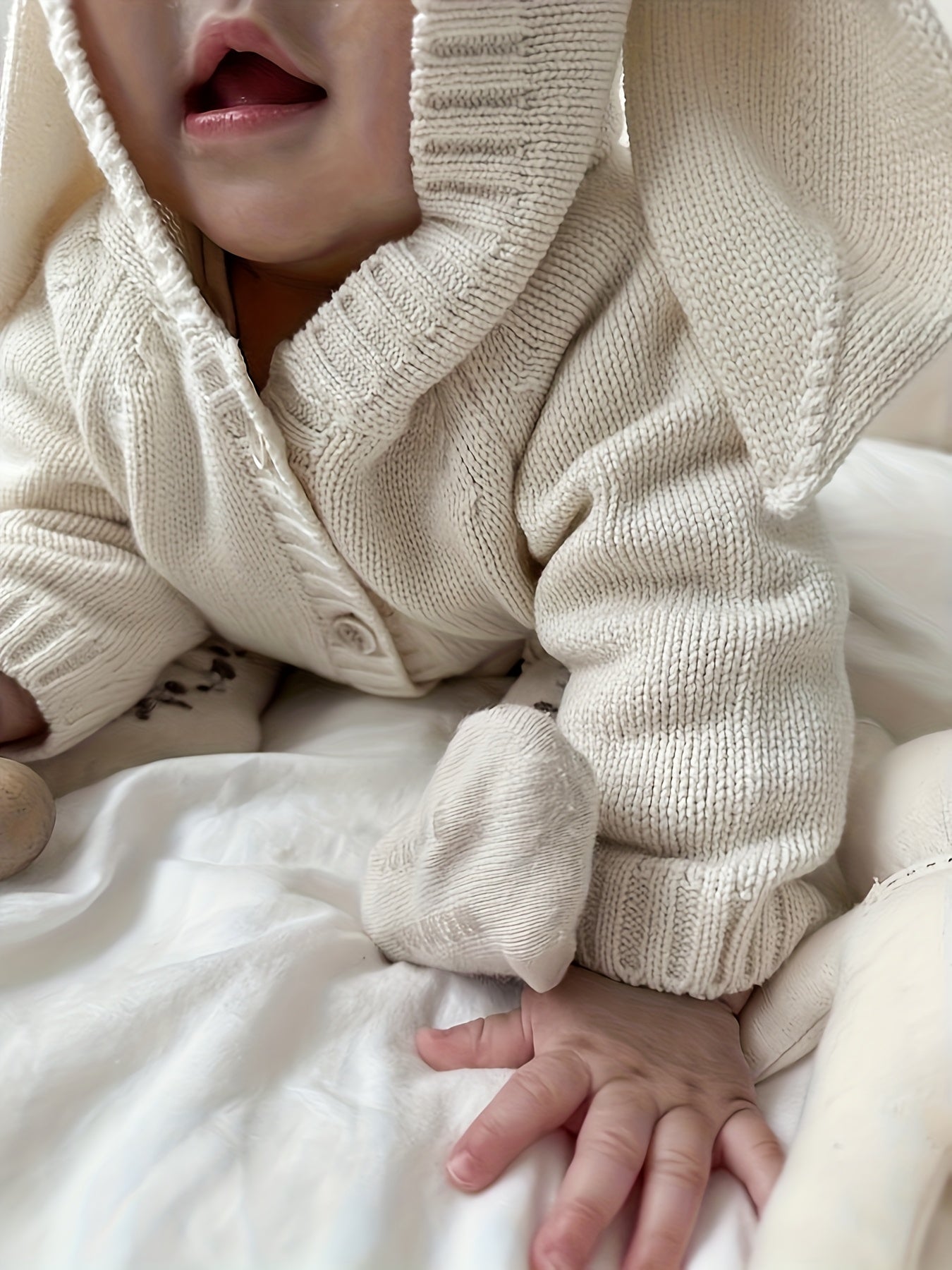 Spring and Autumn New Korean Style Baby Clothes ins Wind Bunny Style Children's Jumpsuit Baby Knit Sweater(without Accessories)