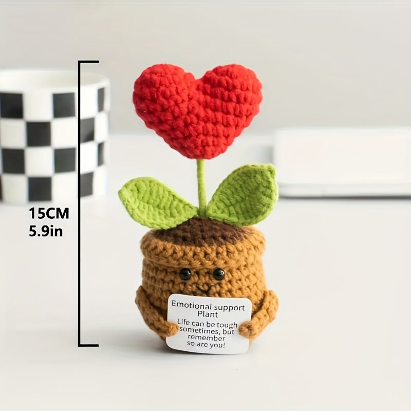 Handmade Crochet Sunflower Potted Plant with Inspirational Quotes - Rainbow Smiley Face Artificial Flower,Home、Office or desktop decoration - Mother's Day、Perfect choice for Valentine's Day or graduation gifts