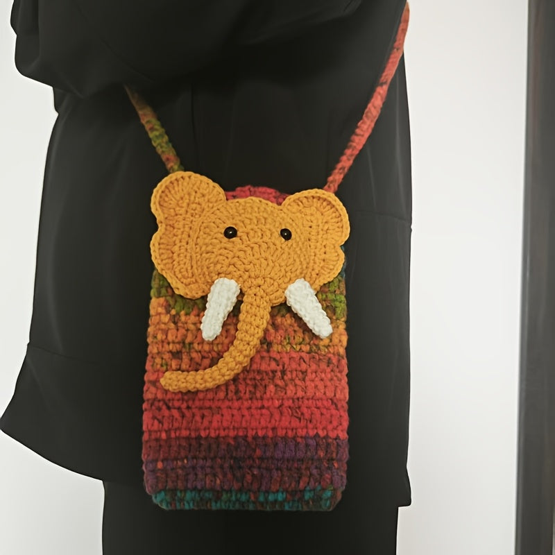Handwoven Quirky Phone Bag Knitted Crossbody Bag Woven Coin Purse ID Bag