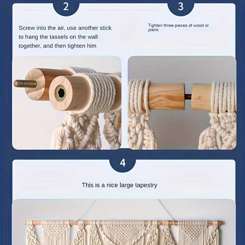 Handwoven Bohemian Style Hemp Rope Tapestry - Large Cotton Decorative Indoor Striped Woven Fabric Wall Art,Decorate the living room and bedroom with a love theme