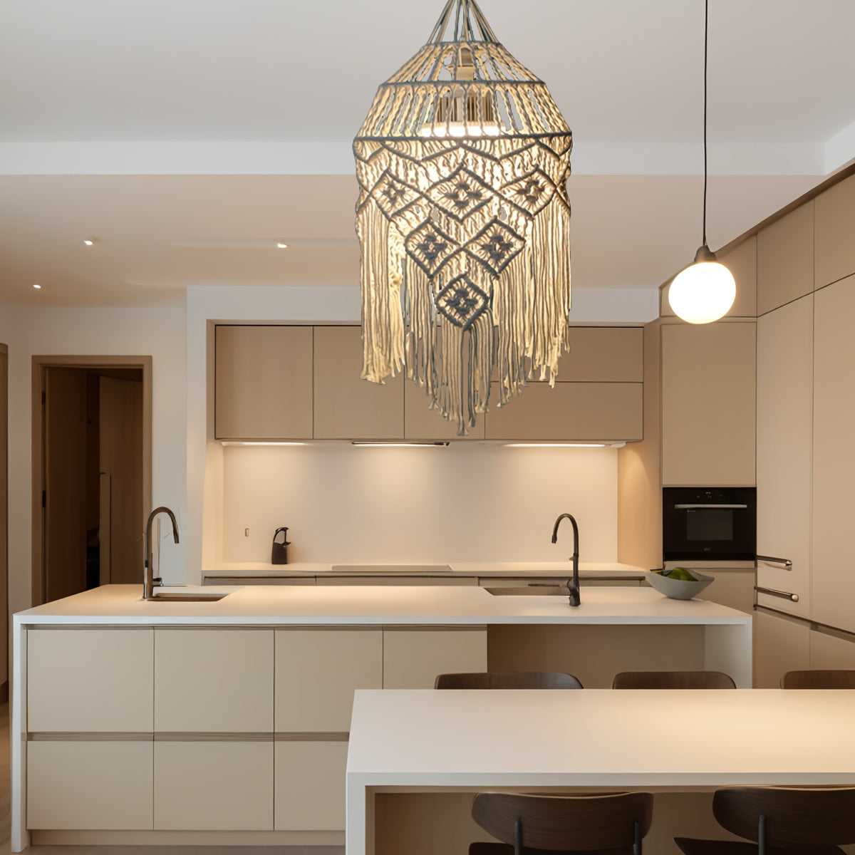 4Exquisite Handwoven Decorative Lampshade Lights Up Your Home Life Bohemian Style Handmade Tapestry(No Power Supply)