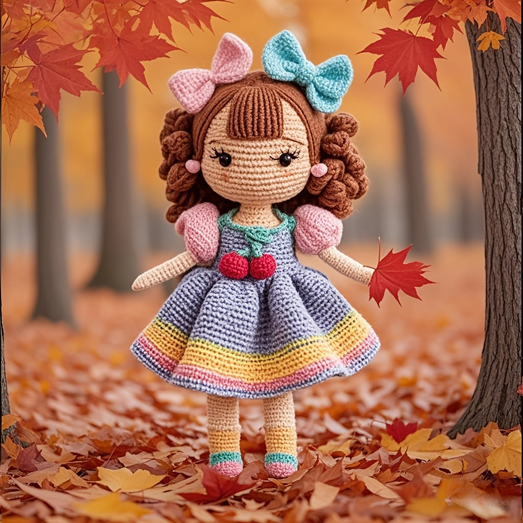 1 Piece Set Suitable for Crochet Enthusiasts,Bow Girl. DIY Crochet Kit,Including knitwear、Crochet、Complete DIY Handmade Suit,With crochet tutorial steps,It's the best handmade gift for friends or besties