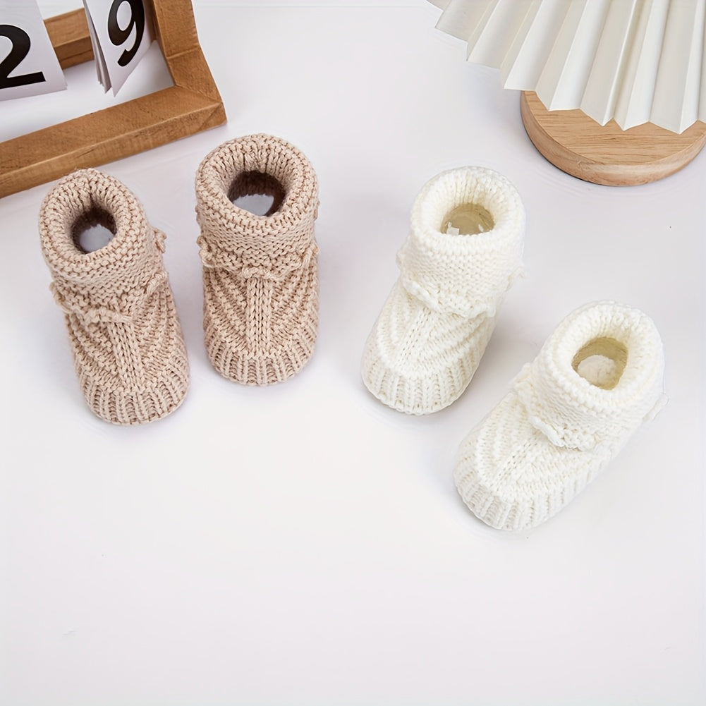 2Double/Bag 0.0-39.37Foot Baby Knitted Short Socks Solid Color Crochet Walking Socks Cream White Short Ankle Socks Baby Boy Clothing Birthday Gift