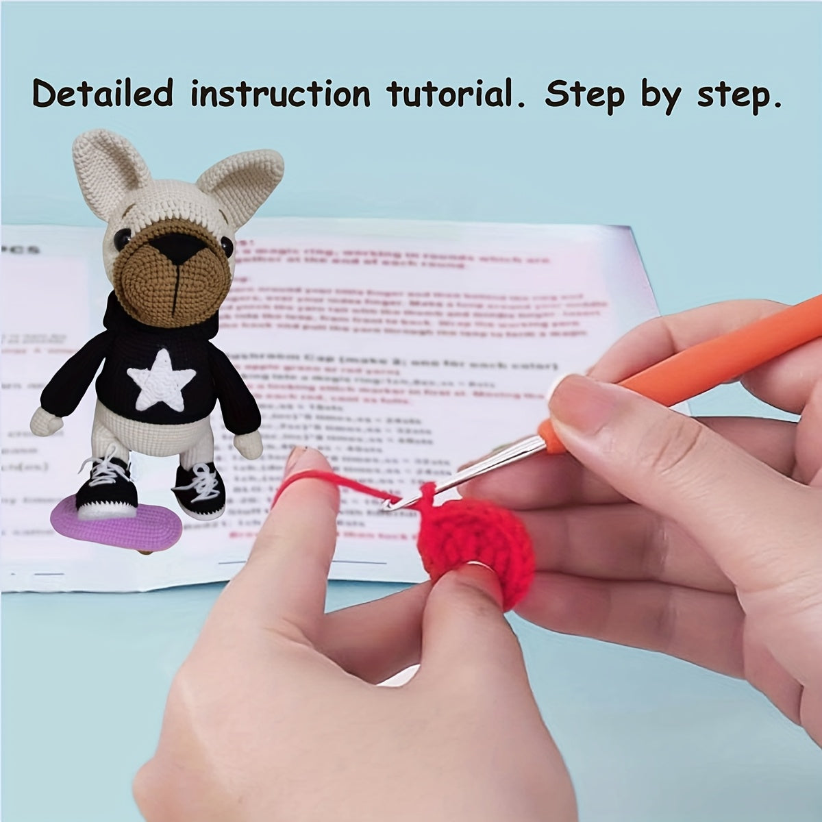 1Set of Cute Bulldog DIY Knitting Kit - Contains step-by-step PDF Tutorial,Suitable for Beginners,Home Decoration、Birthday gifts and Valentine's Day favorites,Festive Home Decor Accessories | Fun Dog Pattern Design,Graduation Gift,Birthday gift