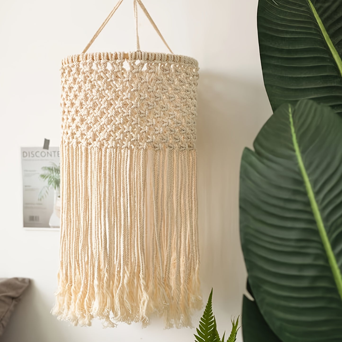 1Bohemian Style Handwoven Beaded Tassel Lampshade - White Blue Art Decorative Hanging Lampshade,Suitable for Living Room、Bedroom、Terrace Decoration(Bulb Not Included),Bedroom Ceiling Decoration | Tassel Decoration | Handicraft Quality,Room Decoration