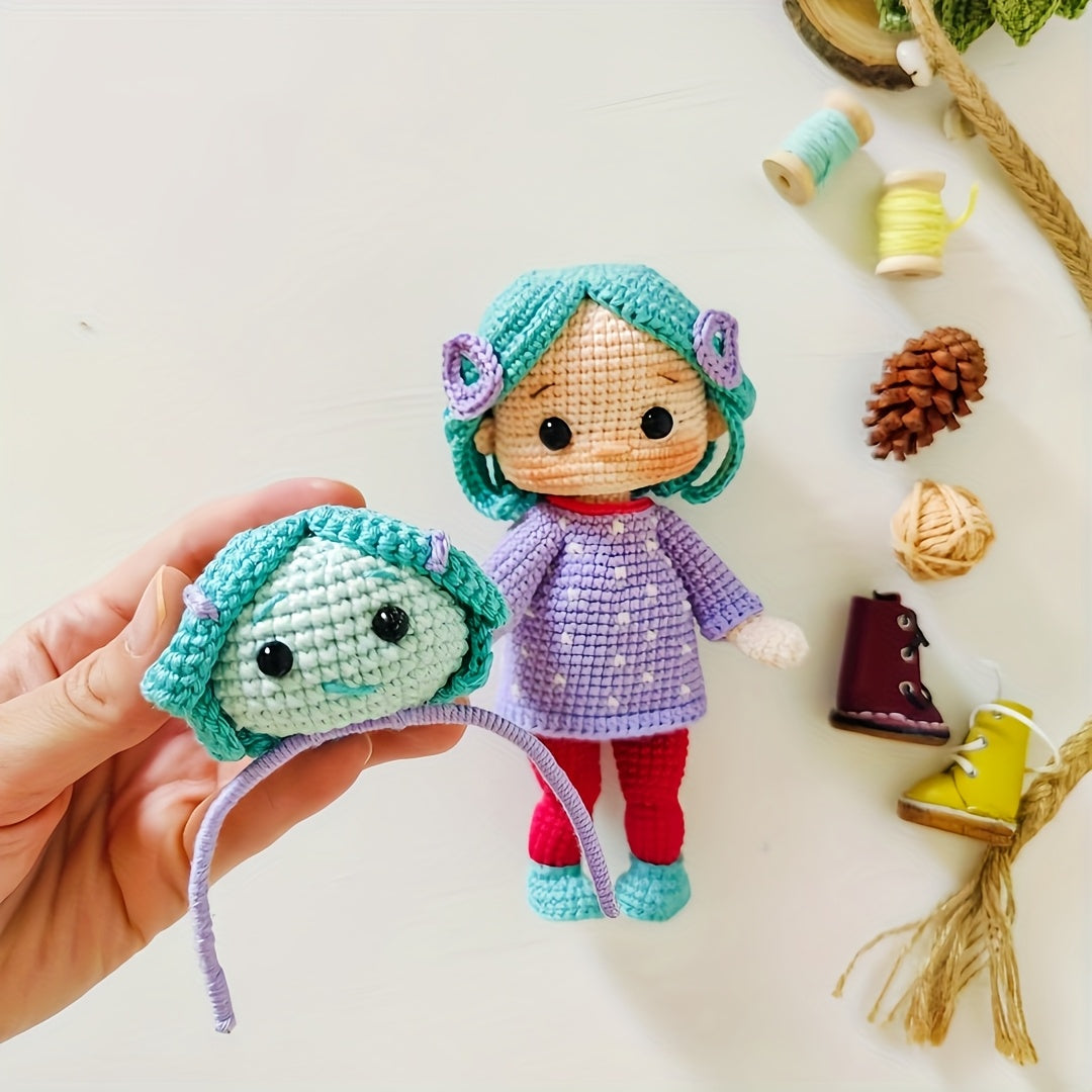 2Pieces/Set,Beginner DIY Crochet Hook Set(Non-Finished Product),Girl with Headband Crochet Kit,Funny Girl Knitting Kit,Adjustable Headband,Comes with step-by-step video tutorials,DIY Birthday Gift、Thanksgiving Gift、Wedding Decorations,Indoor Decorations!