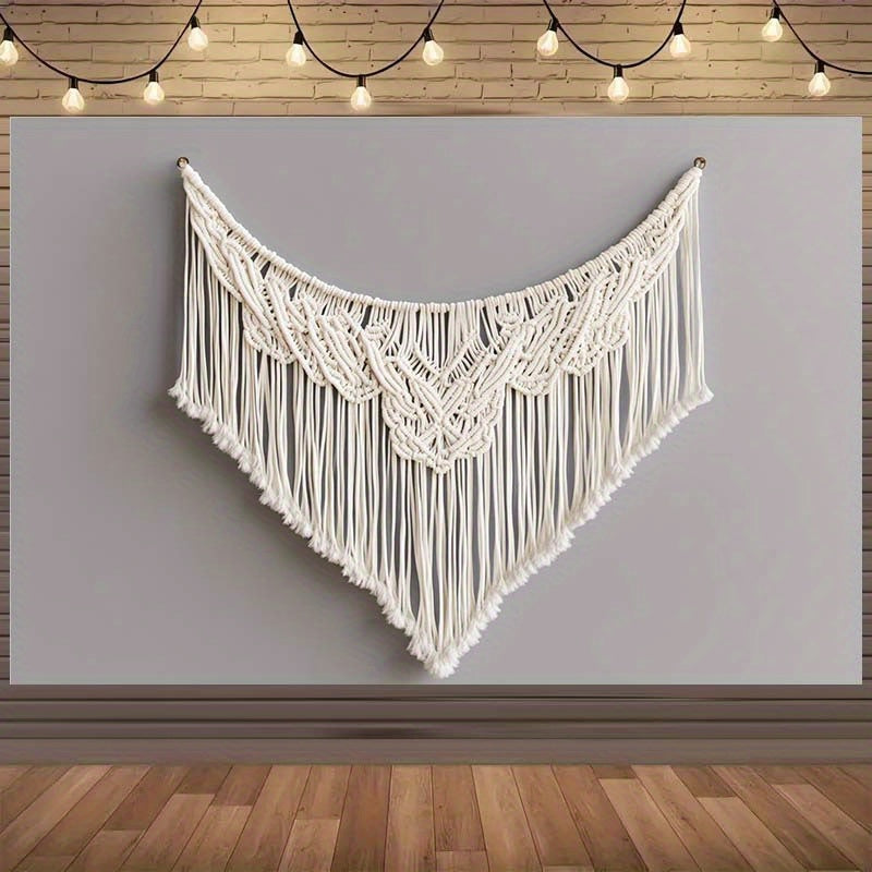 1pc Boho Macrame Wall-mounted Background,With intricate nodular tassels and elegant brick wall design - Polyester Material,Perfect for birthday parties、Outdoor Celebrations and Festivals - No Electricity Required,Holiday Decoration | Boho Chic Decoration