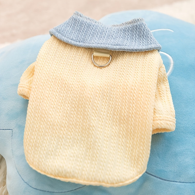 1An elegant cat-patterned cardigan>Spring and Autumn Thin Cardigan Blue Cat Kitten Hairless Cat Pet Dog Clothes>All-Season Traction Cat and Dog Clothes>Color Block Base Shirt