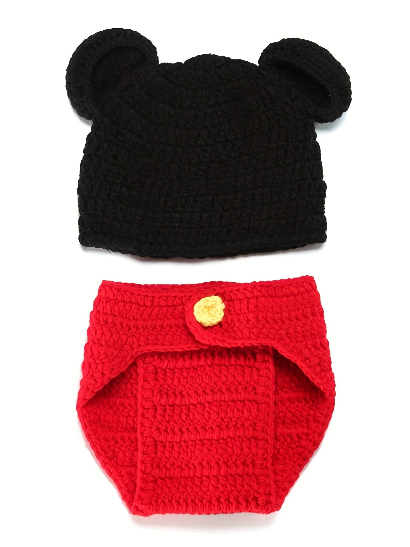 Cartoon Mickey Toddler Knitted Hat Baby Photo Set