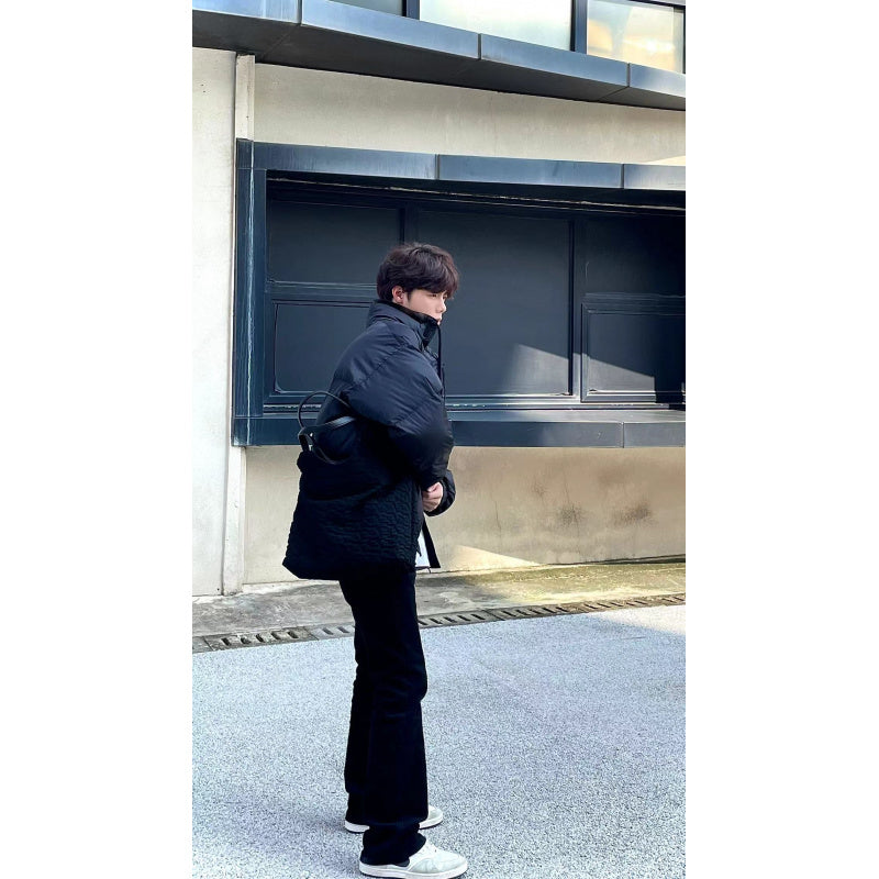 Two-tone Tote Bag2025New Large Capacity Casual Waterproof Tote Bag for Women in Cream White with Textured Pattern/Obsidian Black Coarse Flower Commuter Shopping Bag