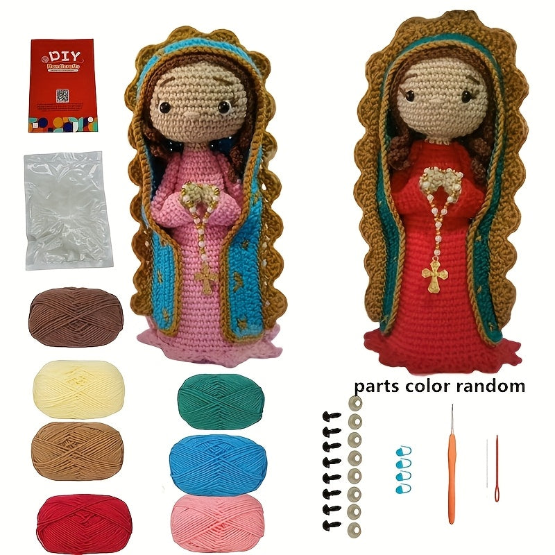 2 Virgin Mary,DIY Craft Kit,Handmade Yarn Knitting Kit,Valentine's Day/Birthday Christmas Gift Beginner Crochet Kit(Random Color of Accessories),Crochet Kit for Beginners