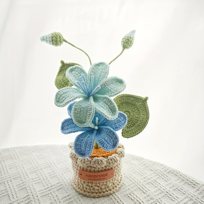New Handmade Woven Mother's Day Father's Day Graduation Season Home Decoration Flower Full Moon Round Potted Plant Ornament