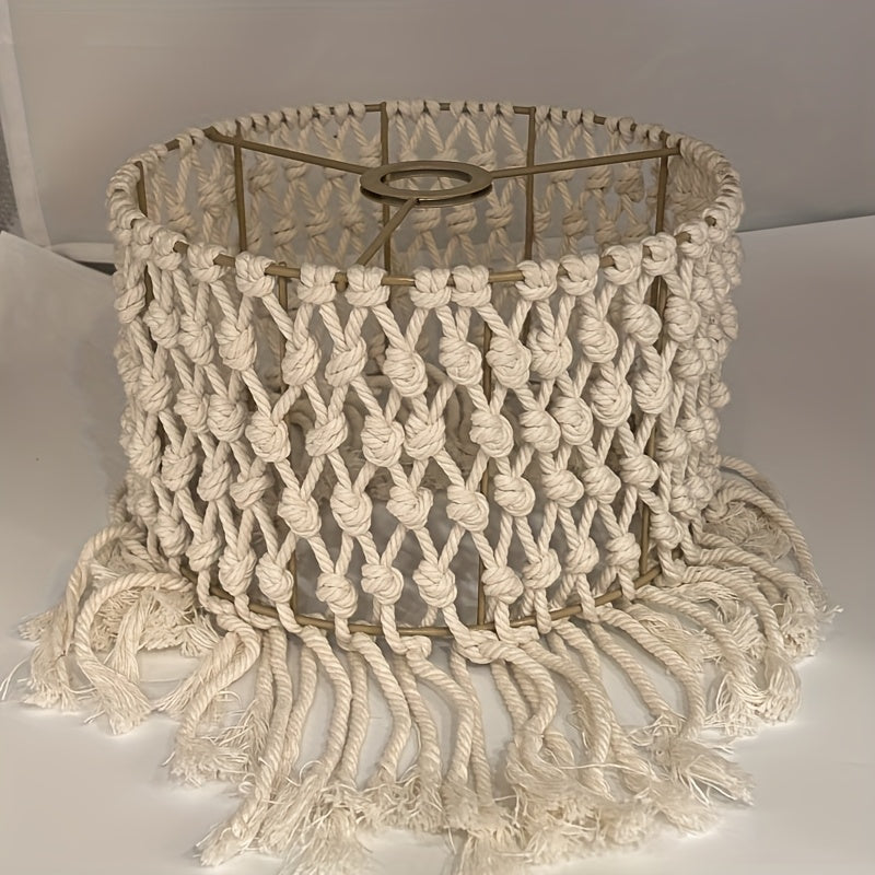 Hand Woven Linen and Fabric Art Decorative Lampshade,With satin metallic sheen - Cylindrical Replacement Lampshade Suitable for E26/E27Bulb,No wiring required,Farmhouse Style Living Room Bedroom Home Decor,Bedroom Lighting Fixtures,Rural Charm,Exquisite C