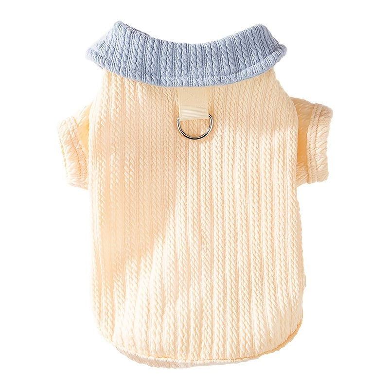 1An elegant cat-patterned cardigan>Spring and Autumn Thin Cardigan Blue Cat Kitten Hairless Cat Pet Dog Clothes>All-Season Traction Cat and Dog Clothes>Color Block Base Shirt
