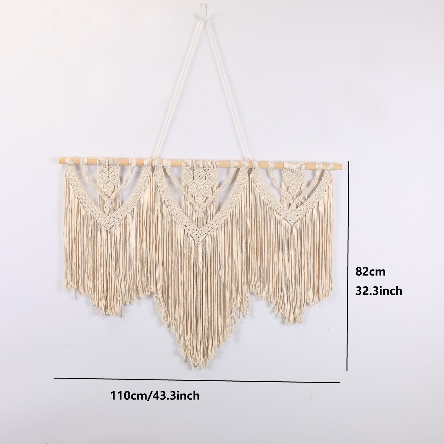 1 Handmade Tassel Wall Hanging - Bohemian Chic Triangle Lace Design,With multiple tassel details,Perfect for Bedroom、Kitchen or Wedding Decoration、Valentine's Day Gift Ideas、Wedding Decoration Items|Tassel Decoration |Exquisite Lace Details