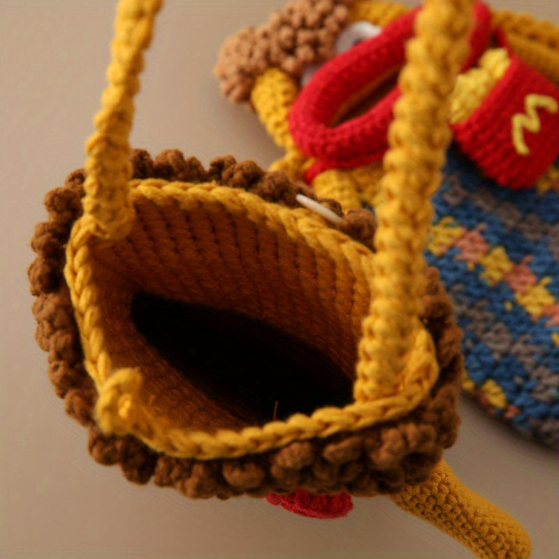 Handwoven Quirky Phone Bag Knitted Crossbody Bag Woven Coin Purse ID Bag