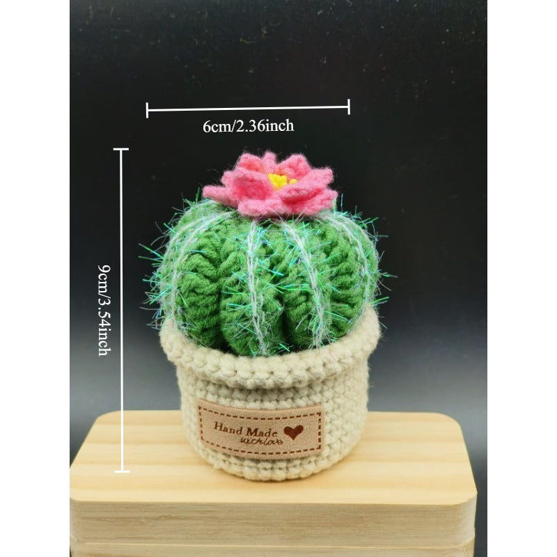 Handwoven Cactus Potted Plant Decoration - Plush Crochet Simulation Green Agave and Yellow Flower,Realistic Mini Desktop Home Decor,No need for maintenance,Office Decorations,Exquisite Craftsmanship,Soft Textile Material,Handcrafted Aesthetic Design,A mus